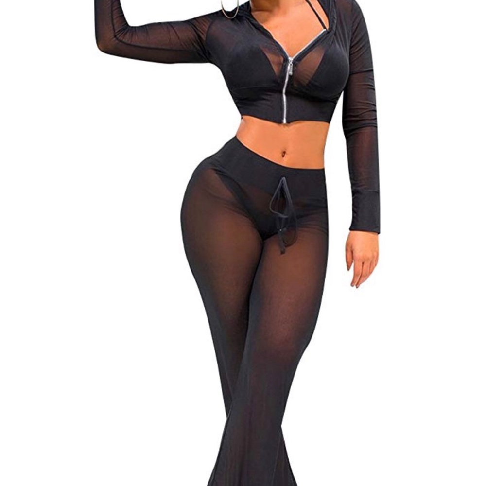 MESH COVER UP.SIZE MEDIUM.COLOR BLACK - Picture 1 of 6
